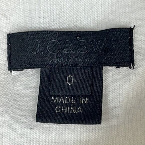 J Crew Collection Eyelet Ruffle Shoulder Dress Sleeveless V neck Linen Blend 0 - Picture 7 of 11